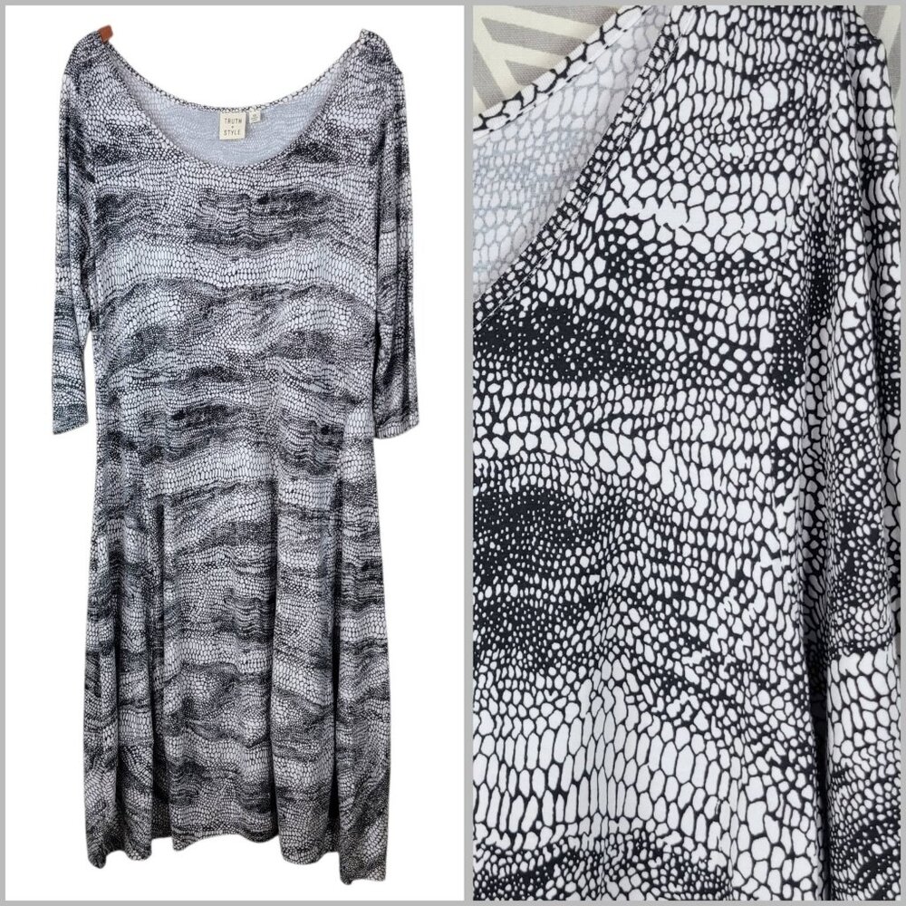 Truth Style Shirt Dress Plus Size 1X Casual Party Balloon Hem Lagenlook Stretch